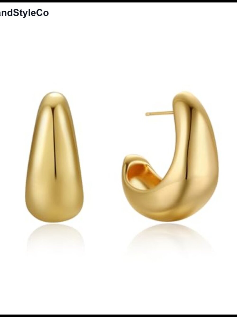 18K Gold Plated Chunky Hoop Earrings for Women Teardrop Hypoallergenic Jewelry